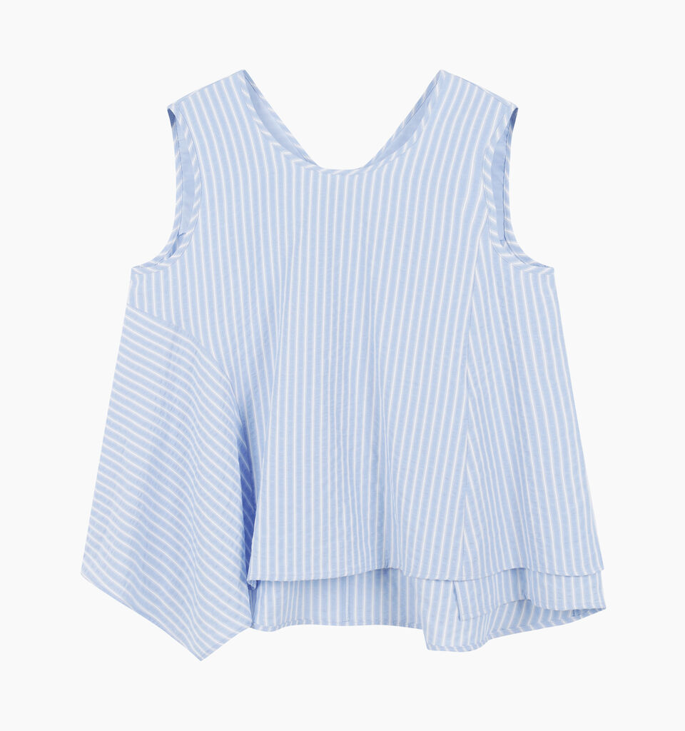 Light blue striped sleeveless blouse - null - Light Blue | Sisley K image number 1